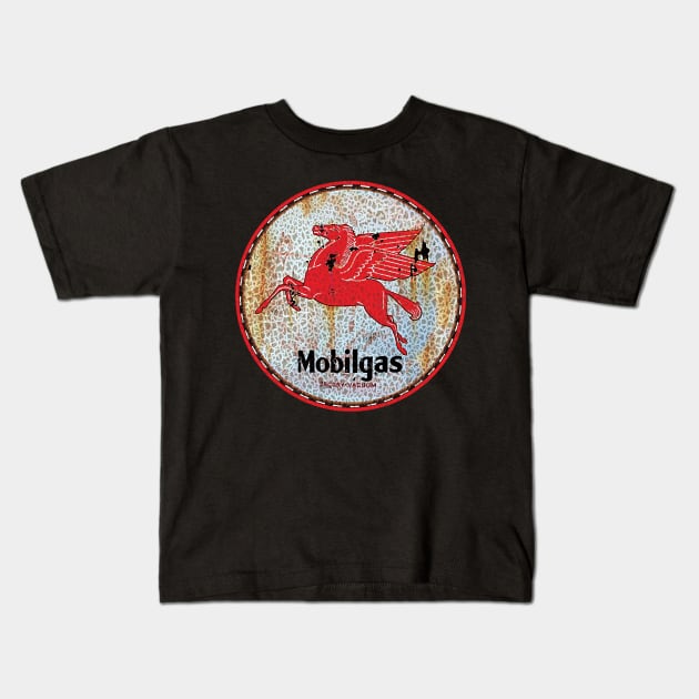 Mobil Pegasus sign - rusty as hell Kids T-Shirt by starryeuchar